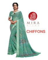 Sea green Lehariya Chiffon saree - MIRASILKS Sea green Lehariya Chiffon saree